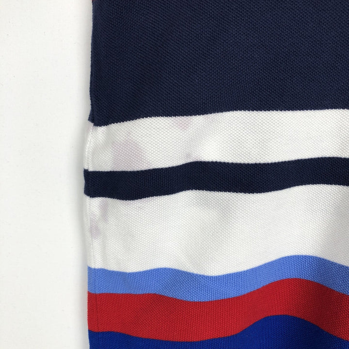 Ralph Lauren POLO RALPH LAUREN CLASSIC FIT Multi-stripe Short-Sleeve Polo Shirt, Men's Size M (approx.) cotton navy blue type Vintage Second Hand