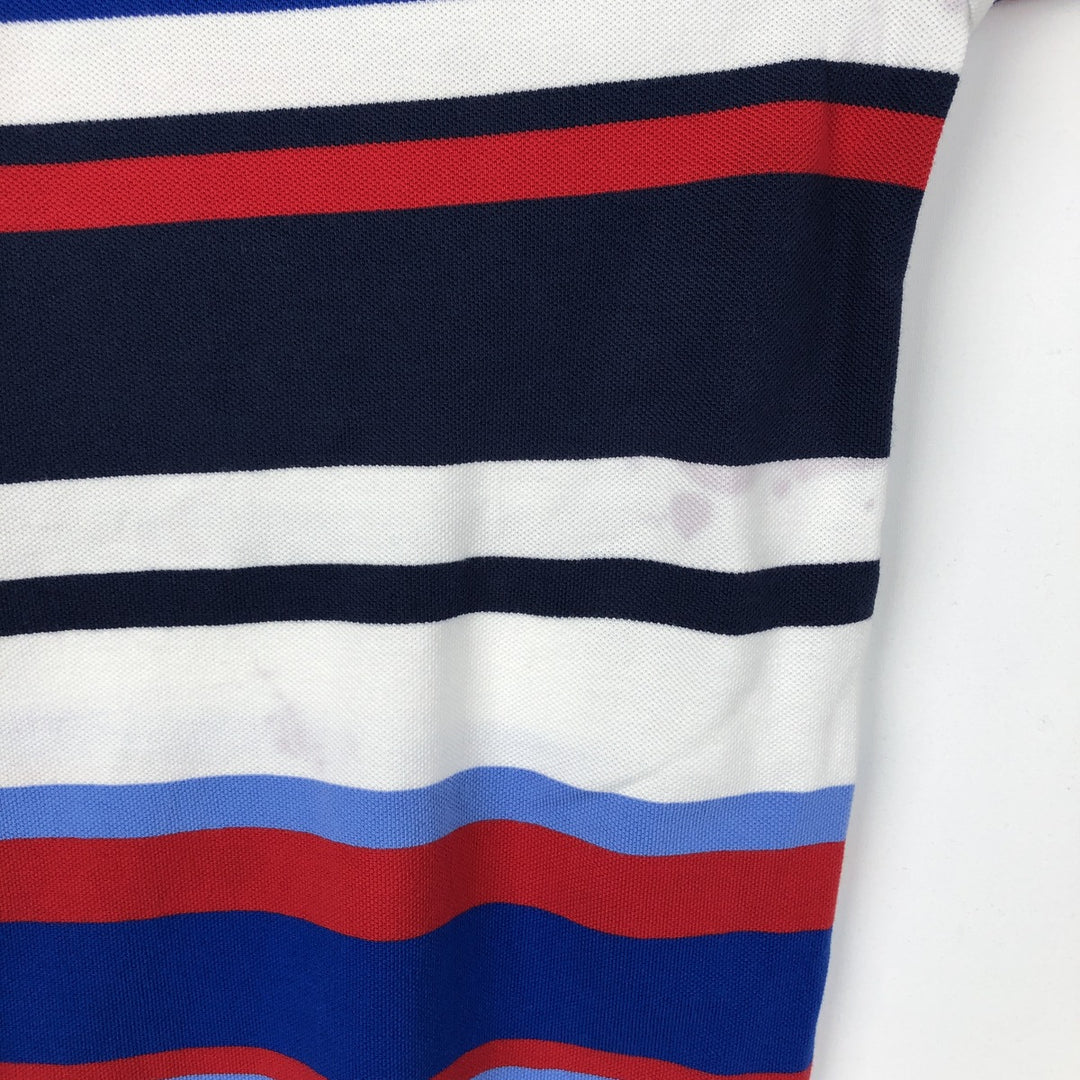 Ralph Lauren POLO RALPH LAUREN CLASSIC FIT Multi-stripe Short-Sleeve Polo Shirt, Men's Size M (approx.) cotton navy blue type Vintage Second Hand