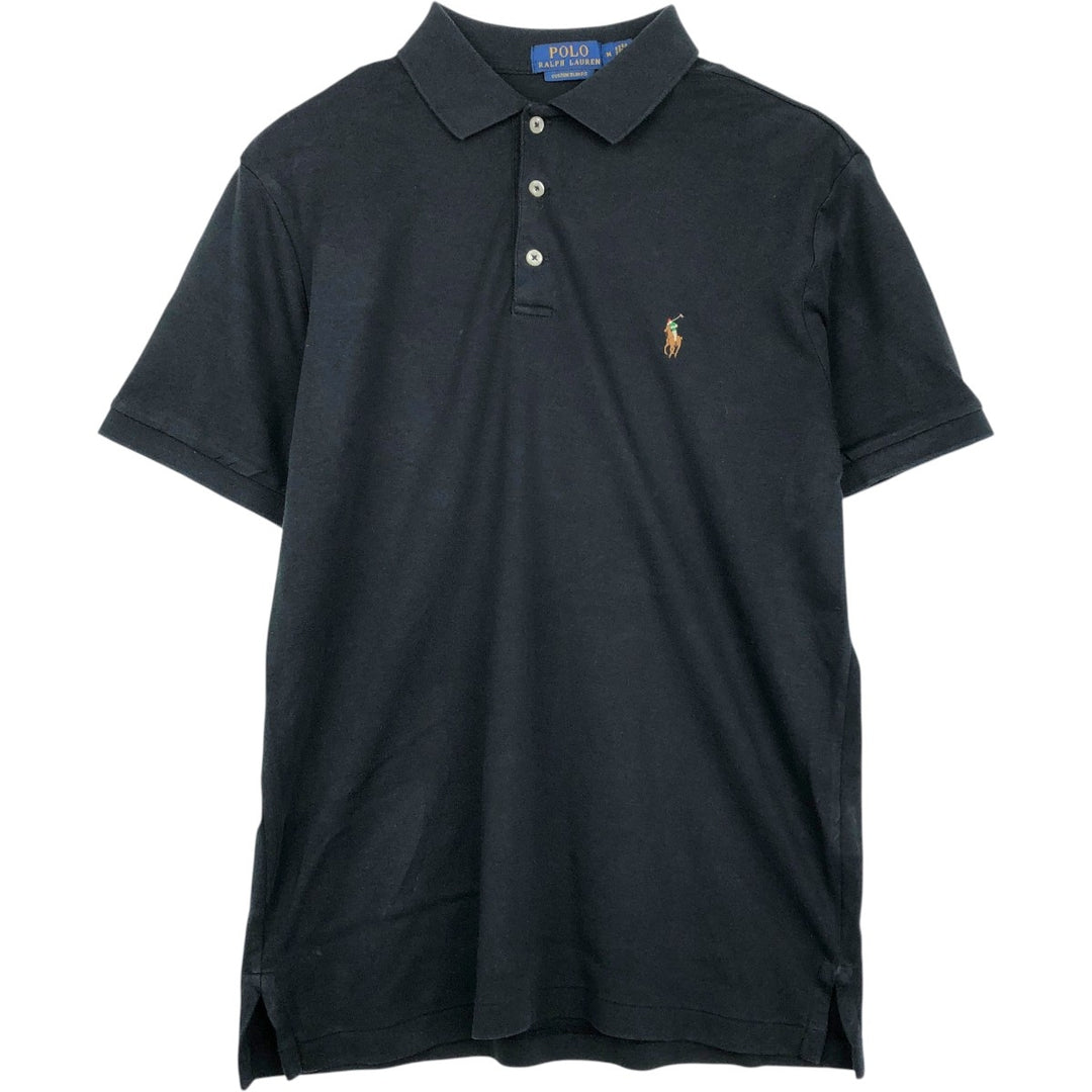 Ralph Lauren POLO RALPH LAUREN CUSTOM SLIM FIT short sleeve polo shirt men's size M cotton black type Vintage Second Hand