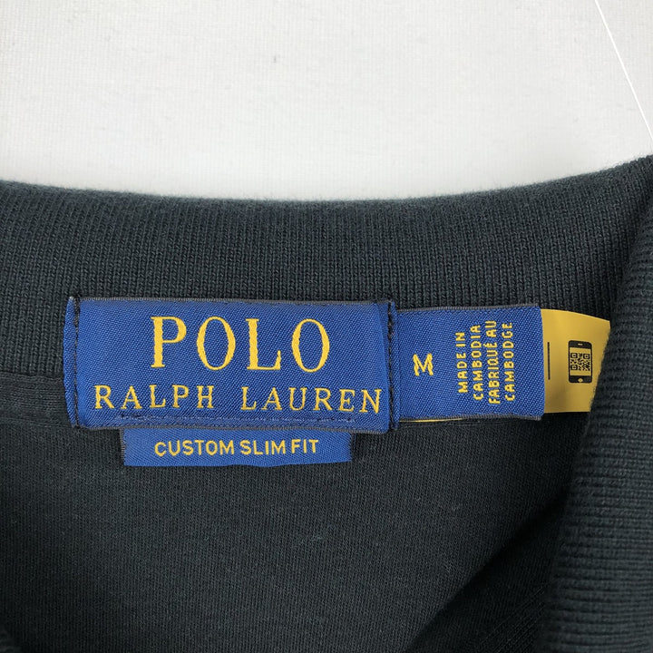 Ralph Lauren POLO RALPH LAUREN CUSTOM SLIM FIT short sleeve polo shirt men's size M cotton black type Vintage Second Hand