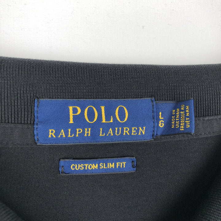 Ralph Lauren POLO RALPH LAUREN CUSTOM SLIM FIT short sleeve polo shirt, men's size L cotton black type Vintage Second Hand