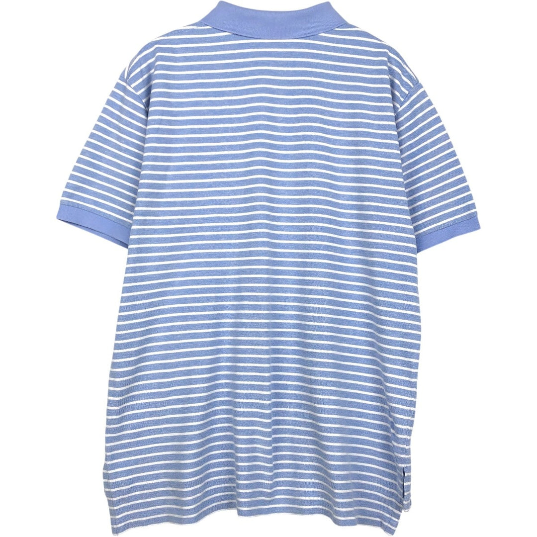 Ralph Lauren POLO RALPH LAUREN Short Sleeve Striped Polo Shirt Men's XL cotton Blue type light blue Vintage Second Hand