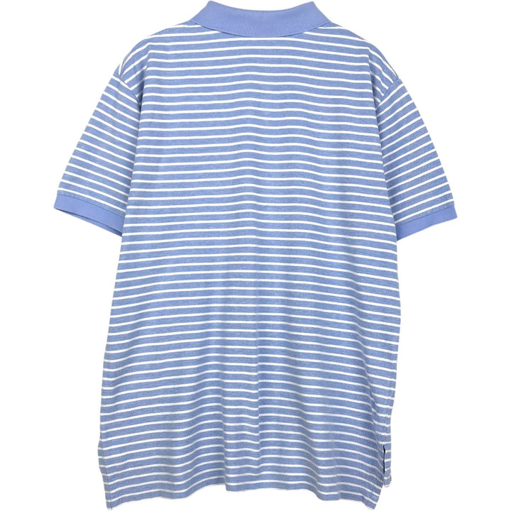 Ralph Lauren POLO RALPH LAUREN Short Sleeve Striped Polo Shirt Men's XL cotton Blue type light blue Vintage Second Hand