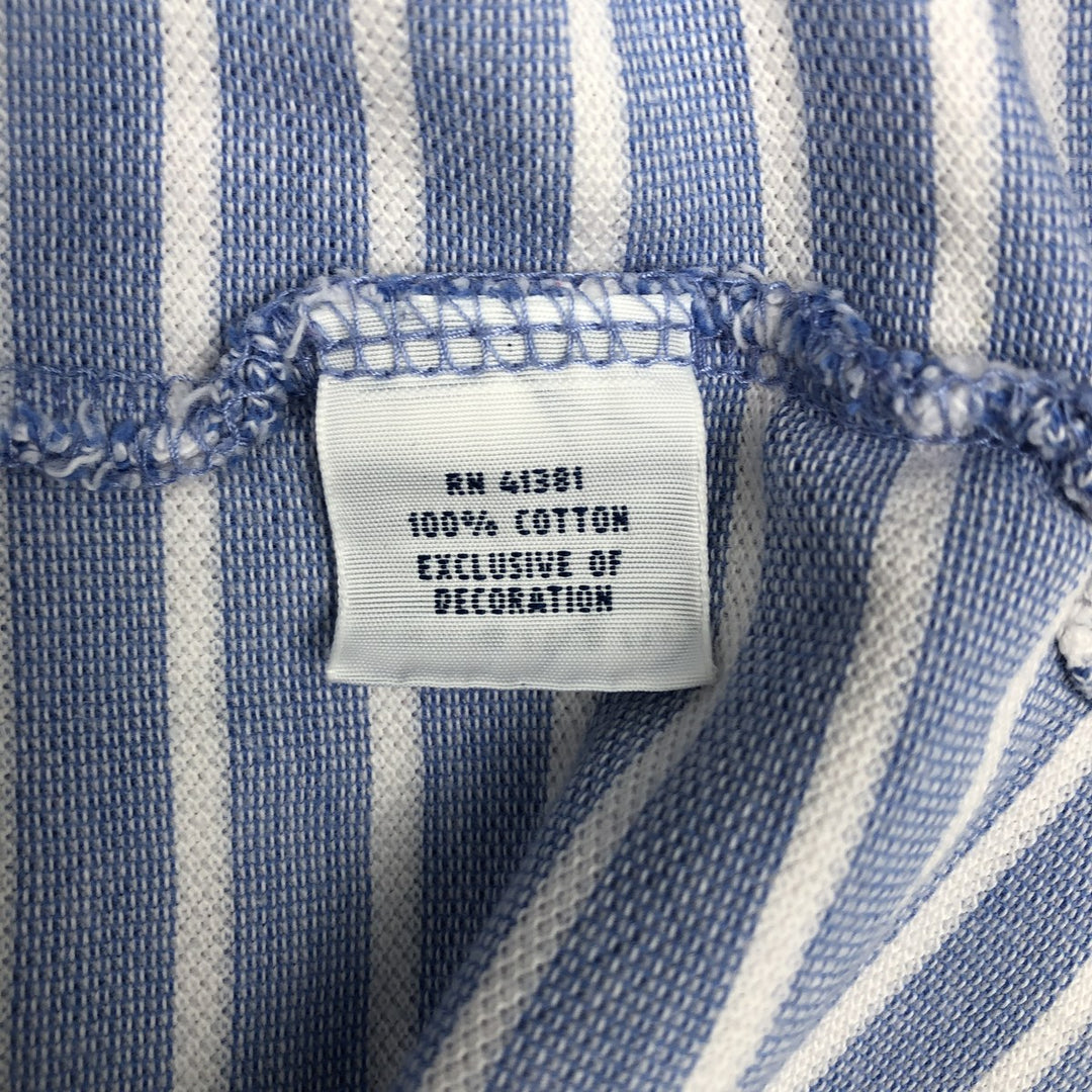 Ralph Lauren POLO RALPH LAUREN Short Sleeve Striped Polo Shirt Men's XL cotton Blue type light blue Vintage Second Hand