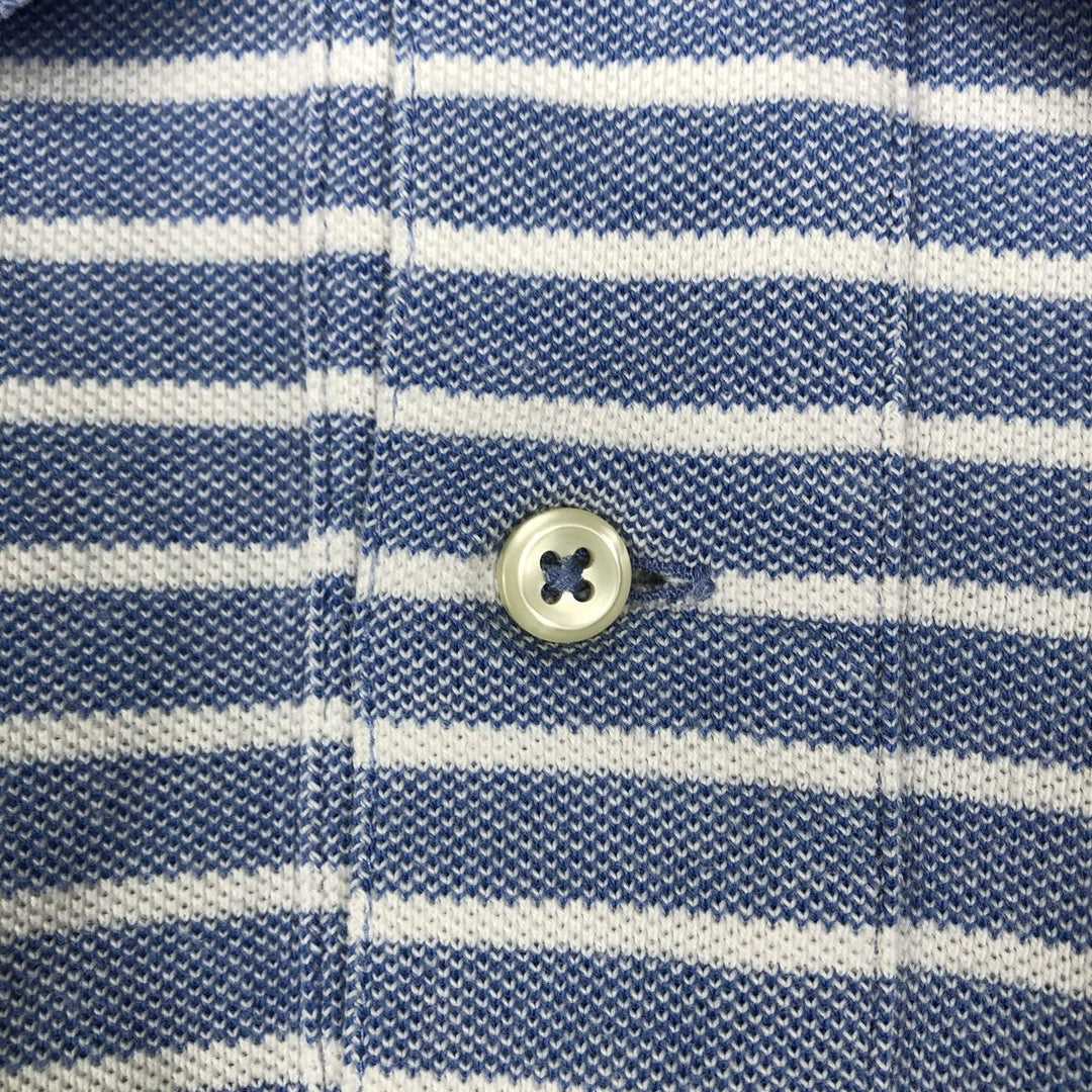 Ralph Lauren POLO RALPH LAUREN Short Sleeve Striped Polo Shirt Men's XL cotton Blue type light blue Vintage Second Hand