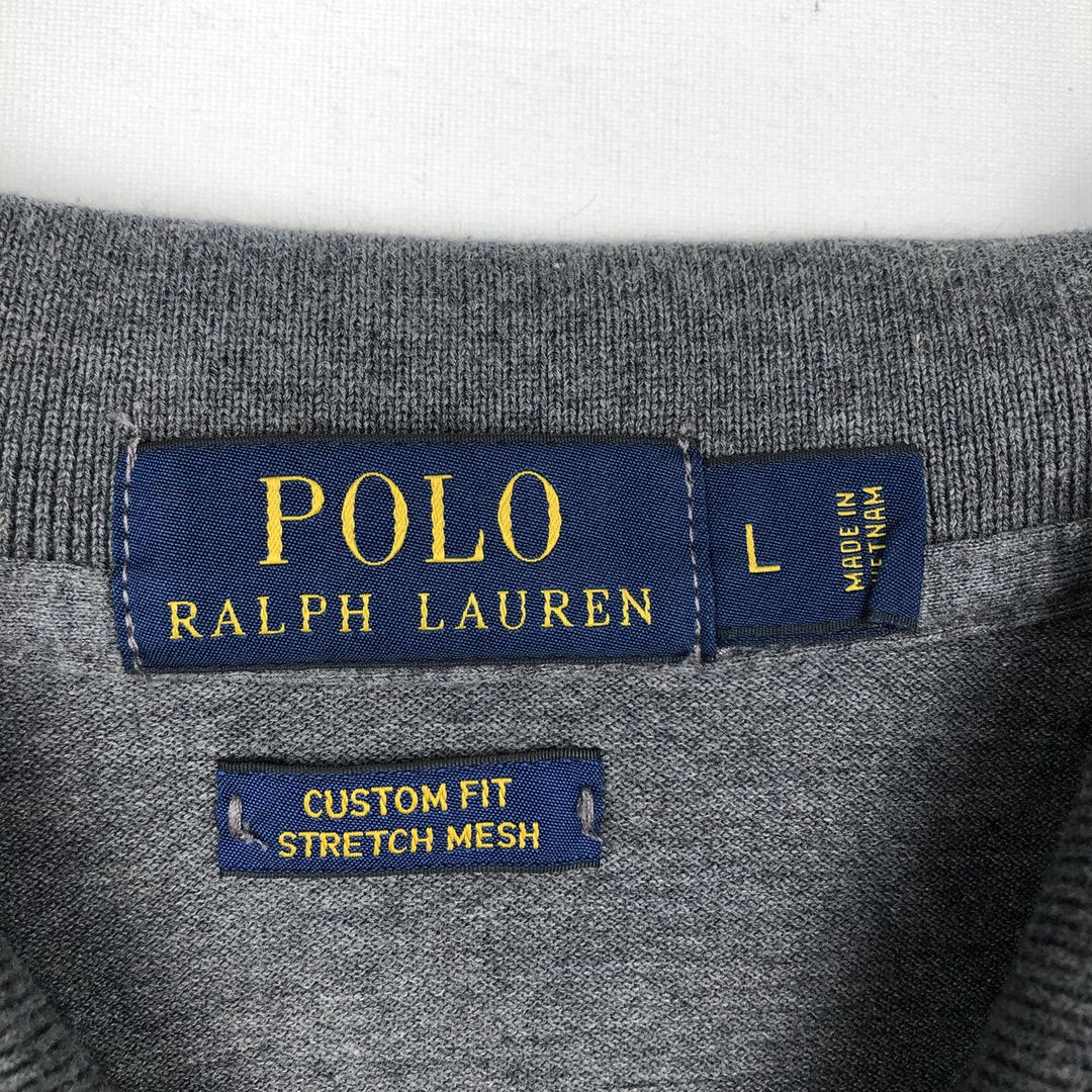 Ralph Lauren POLO RALPH LAUREN CUSTOM FIT short sleeve polo shirt men's size L cotton Charcoal Vintage Second Hand