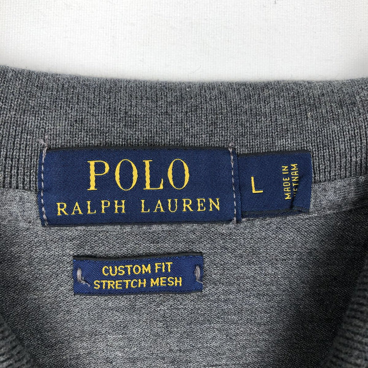 Ralph Lauren POLO RALPH LAUREN CUSTOM FIT short sleeve polo shirt men's size L cotton Charcoal Vintage Second Hand
