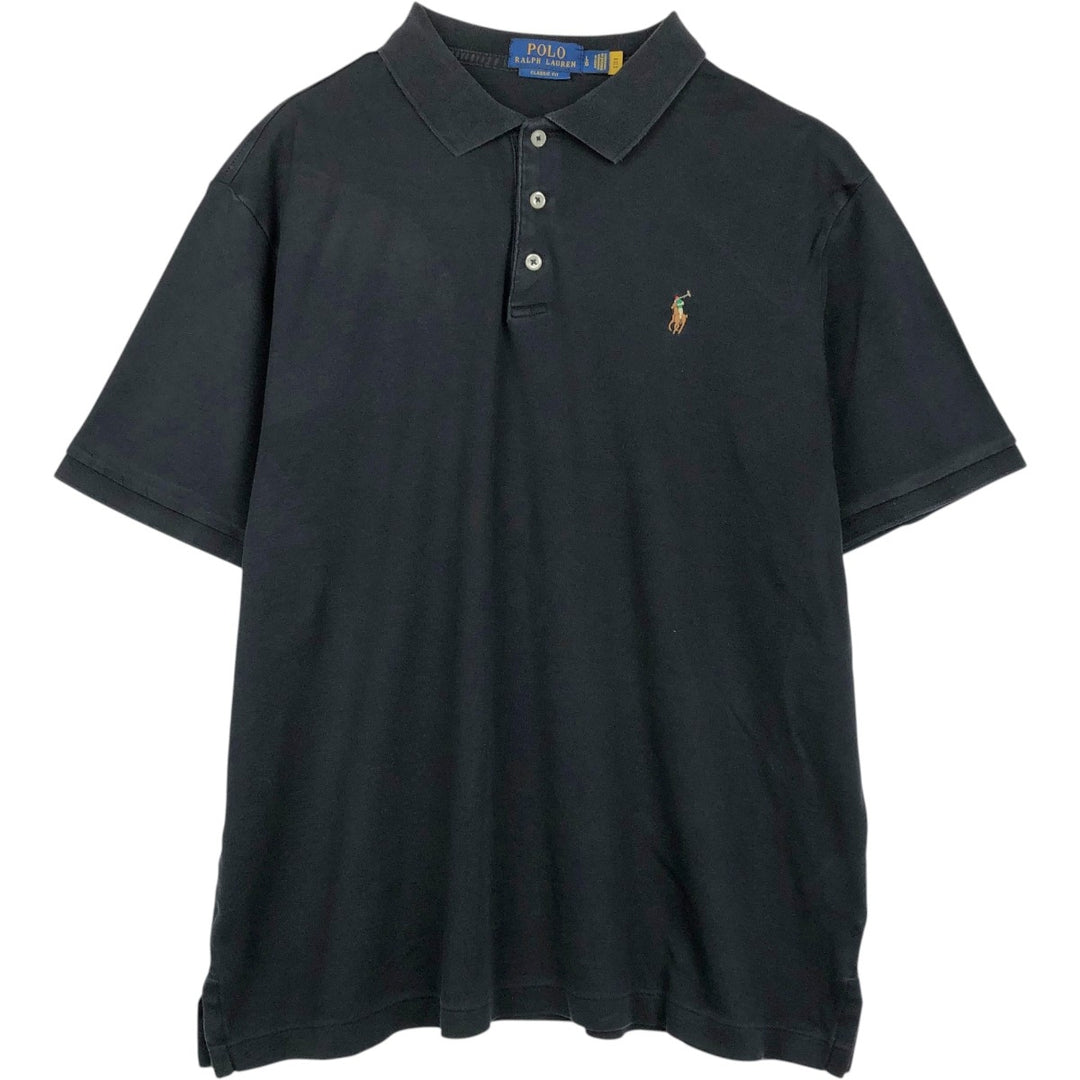 Ralph Lauren POLO RALPH LAUREN CLASSIC FIT short sleeve polo shirt for men size L cotton black type Vintage Second Hand