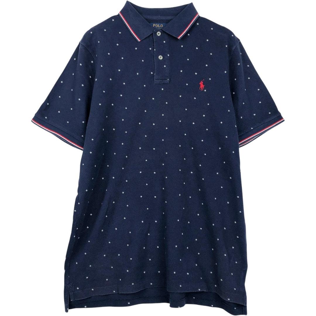 Ralph Lauren POLO RALPH LAUREN CLASSIC FIT Star Pattern Short-Sleeve Polo Shirt (Men's Size L equivalent) cotton navy blue type Vintage Second Hand