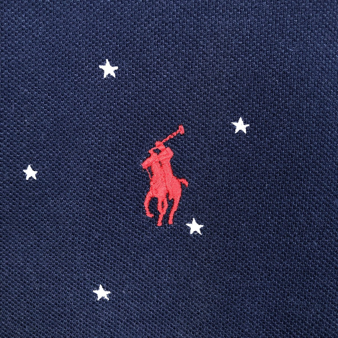 Ralph Lauren POLO RALPH LAUREN CLASSIC FIT Star Pattern Short-Sleeve Polo Shirt (Men's Size L equivalent) cotton navy blue type Vintage Second Hand