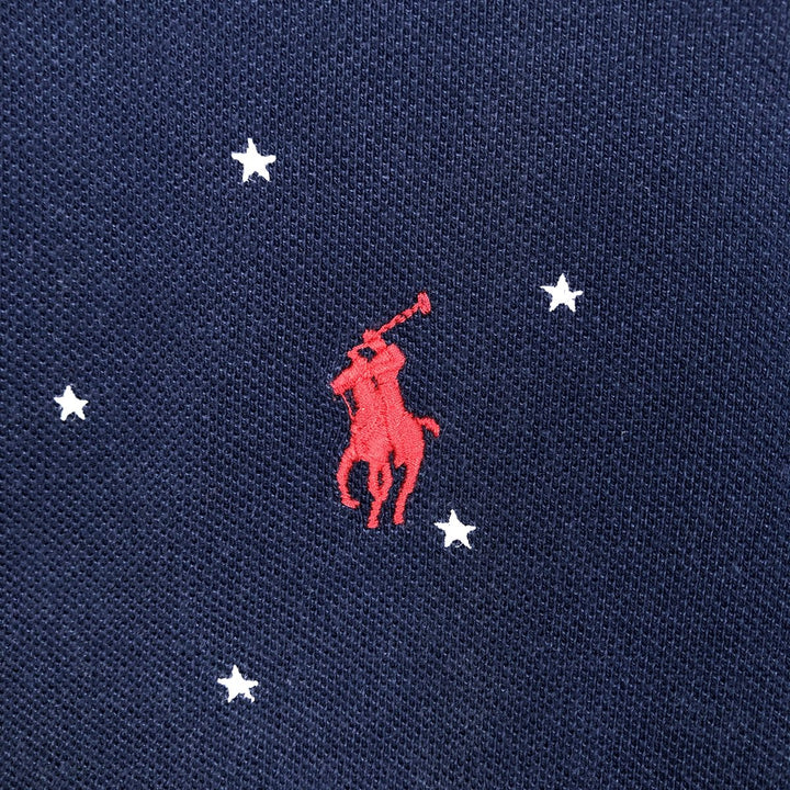 Ralph Lauren POLO RALPH LAUREN CLASSIC FIT Star Pattern Short-Sleeve Polo Shirt (Men's Size L equivalent) cotton navy blue type Vintage Second Hand