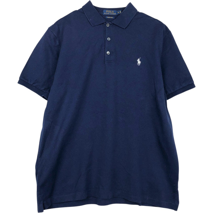 Ralph Lauren POLO RALPH LAUREN Stretch Mesh Short-Sleeve Polo Shirt, Men's Size M (approx.) cotton navy blue type Vintage Second Hand