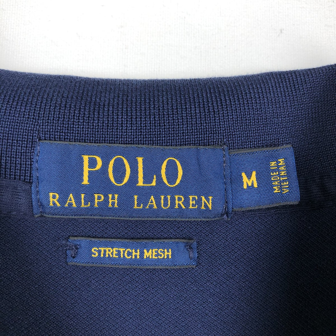Ralph Lauren POLO RALPH LAUREN Stretch Mesh Short-Sleeve Polo Shirt, Men's Size M (approx.) cotton navy blue type Vintage Second Hand