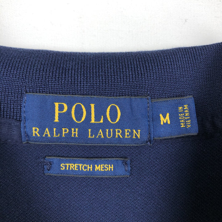 Ralph Lauren POLO RALPH LAUREN Stretch Mesh Short-Sleeve Polo Shirt, Men's Size M (approx.) cotton navy blue type Vintage Second Hand