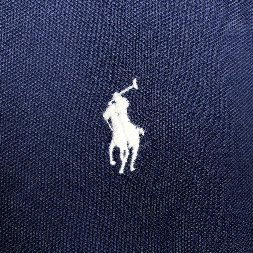 Ralph Lauren POLO RALPH LAUREN Stretch Mesh Short-Sleeve Polo Shirt, Men's Size M (approx.) cotton navy blue type Vintage Second Hand