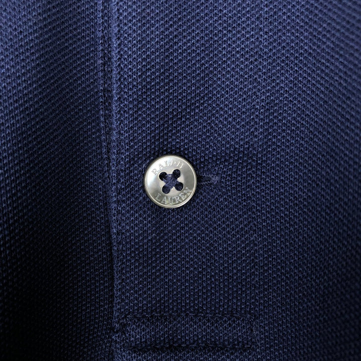 Ralph Lauren POLO RALPH LAUREN Stretch Mesh Short-Sleeve Polo Shirt, Men's Size M (approx.) cotton navy blue type Vintage Second Hand