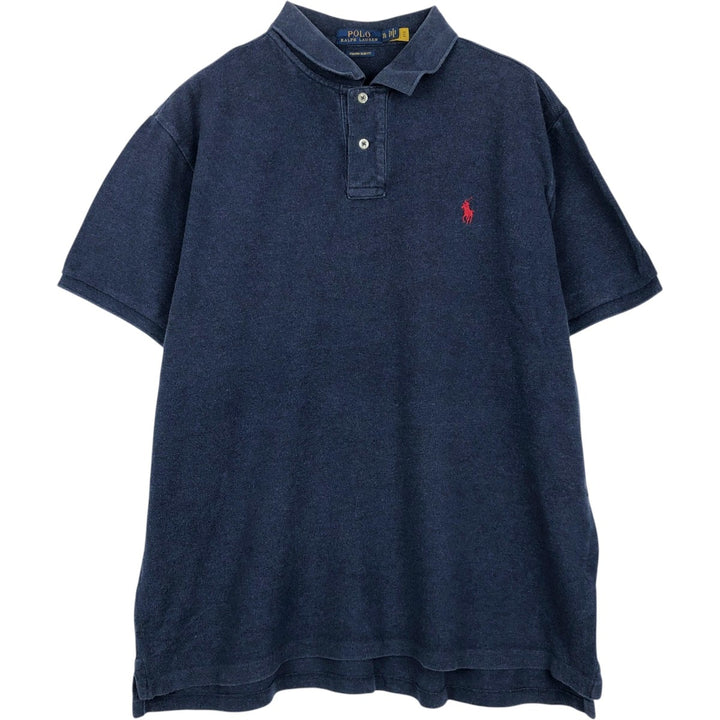 Ralph Lauren POLO RALPH LAUREN CUSTOM SLIM FIT short sleeve polo shirt men's XL equivalent unclear navy blue type Vintage Second Hand