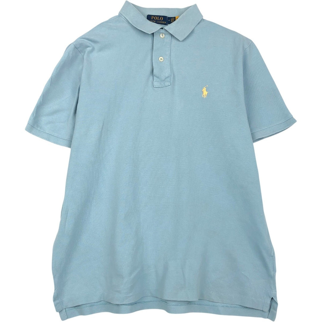 Ralph Lauren POLO RALPH LAUREN CLASSIC FIT short sleeve polo shirt, men's size M cotton Blue type light blue Vintage Second Hand