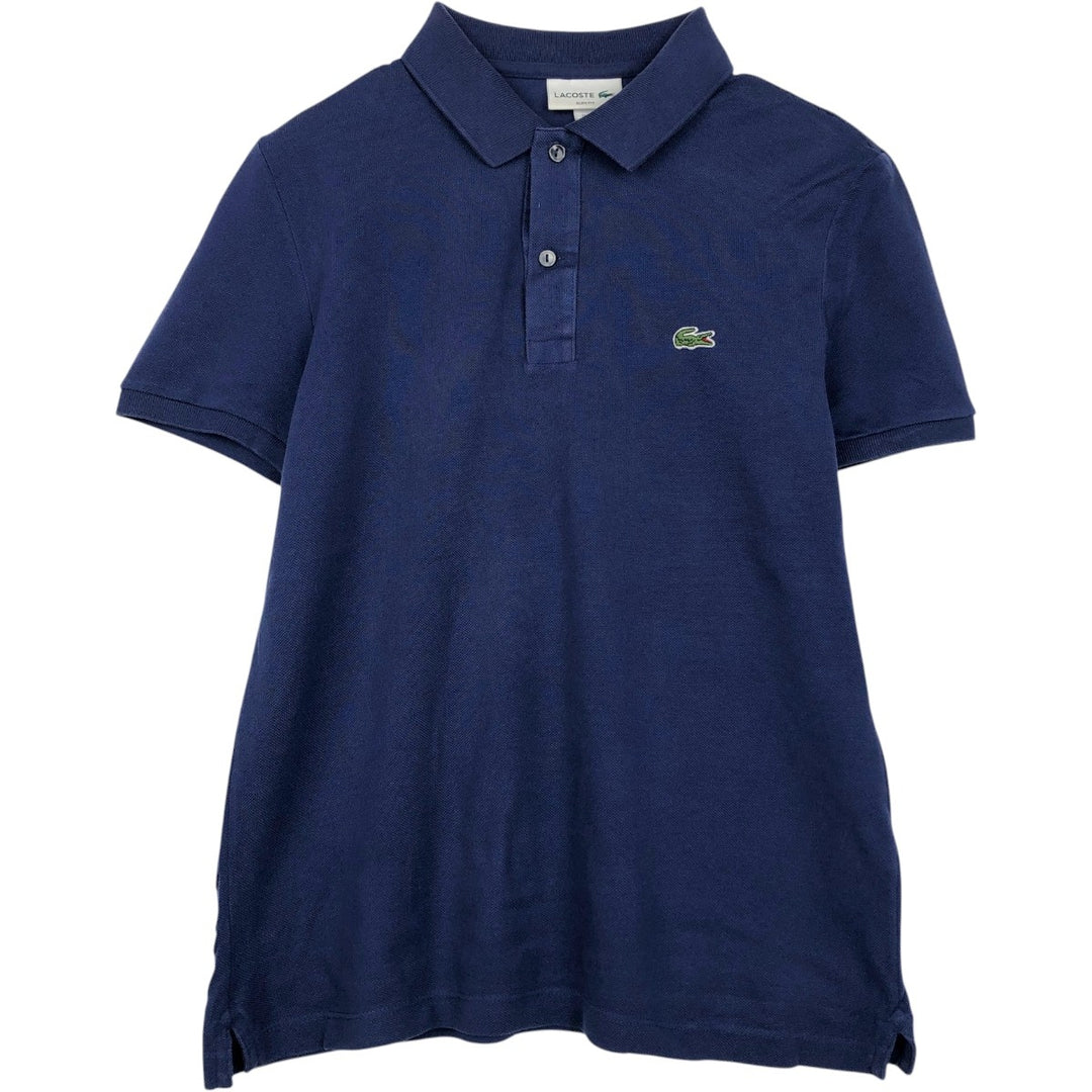 Lacoste LACOSTE SLIM FIT short sleeve polo shirt, men's size M cotton navy blue type Vintage Second Hand