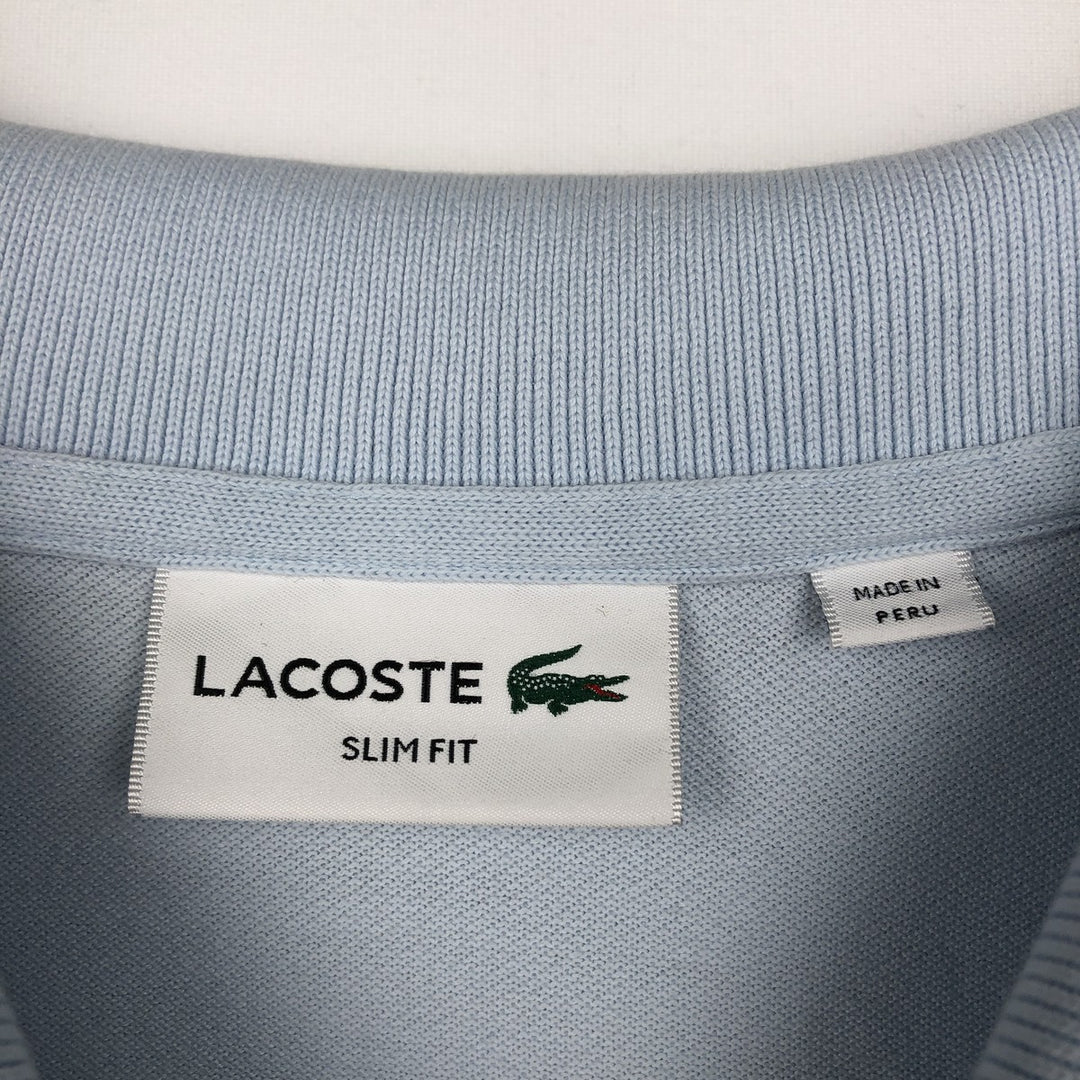 Lacoste LACOSTE SLIM FIT short sleeve polo shirt, men's XL size cotton Blue type light blue Vintage Second Hand
