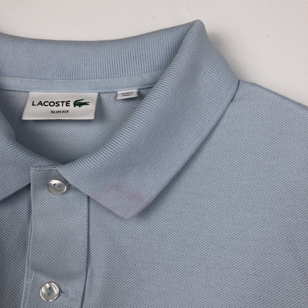 Lacoste LACOSTE SLIM FIT short sleeve polo shirt, men's XL size cotton Blue type light blue Vintage Second Hand