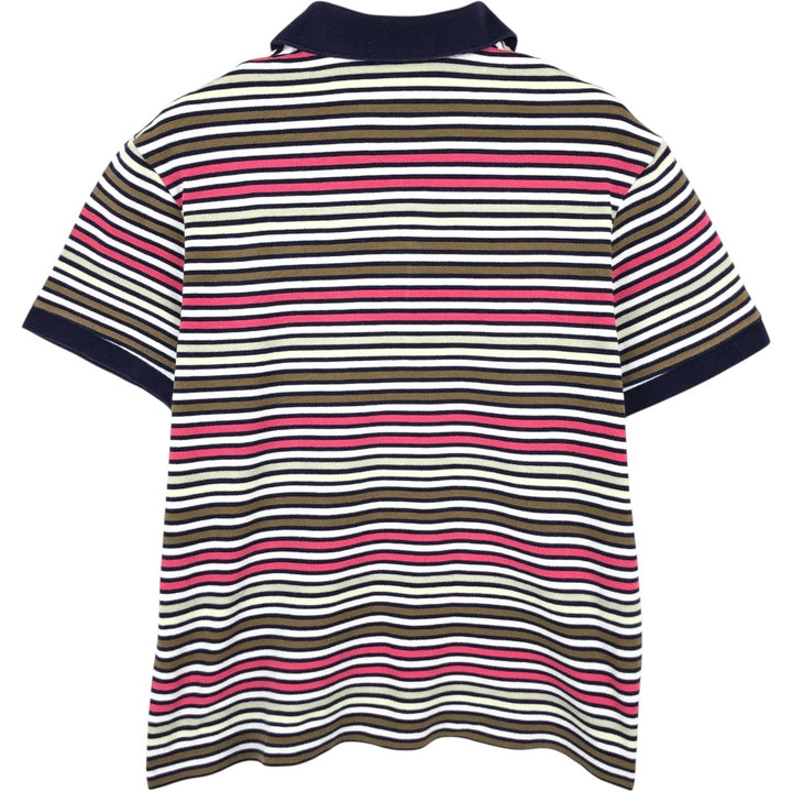 Lacoste Multi-stripe Short-Sleeve Polo Shirt, Size 6 (Men's XL equivalent) cotton navy blue type Vintage Second Hand