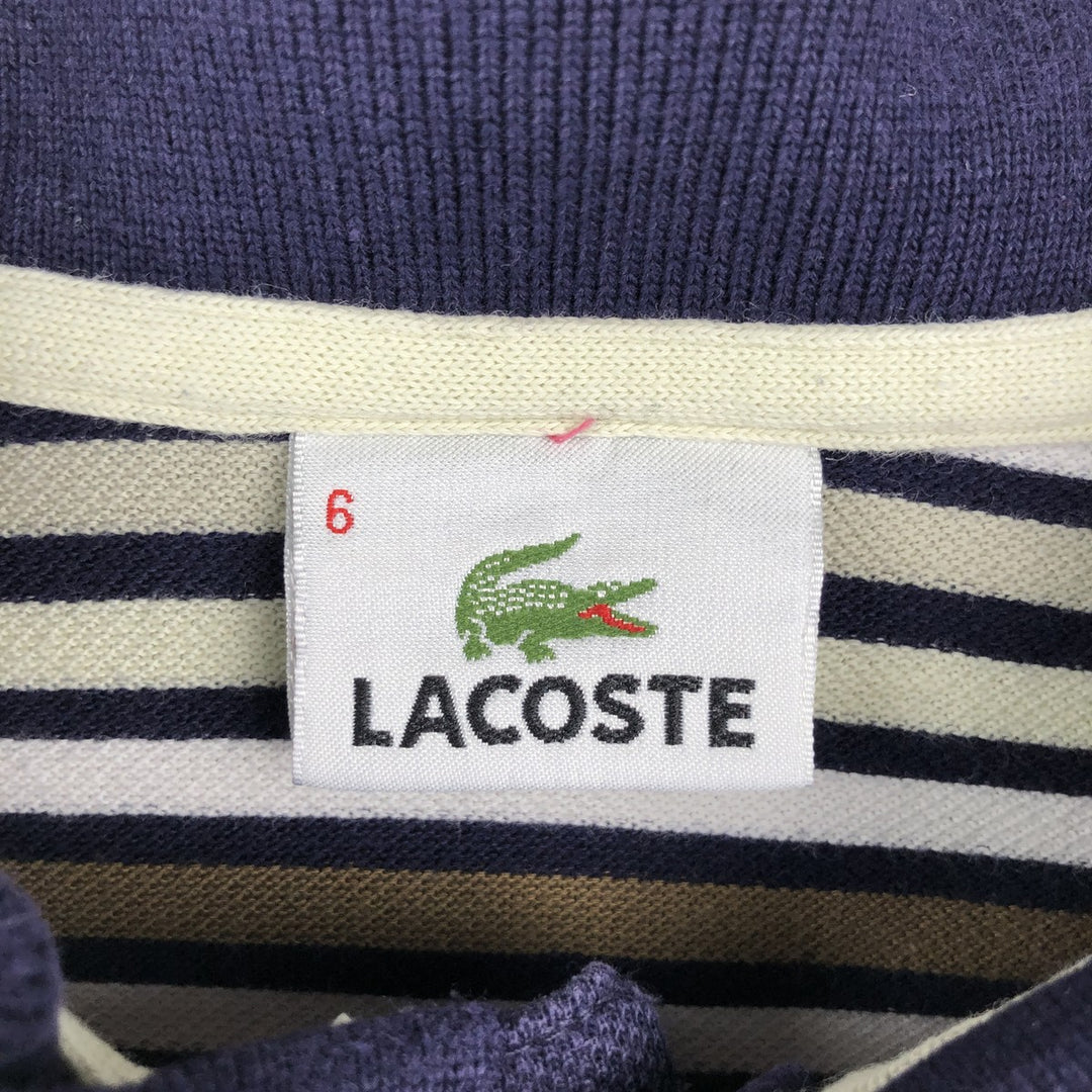 Lacoste Multi-stripe Short-Sleeve Polo Shirt, Size 6 (Men's XL equivalent) cotton navy blue type Vintage Second Hand