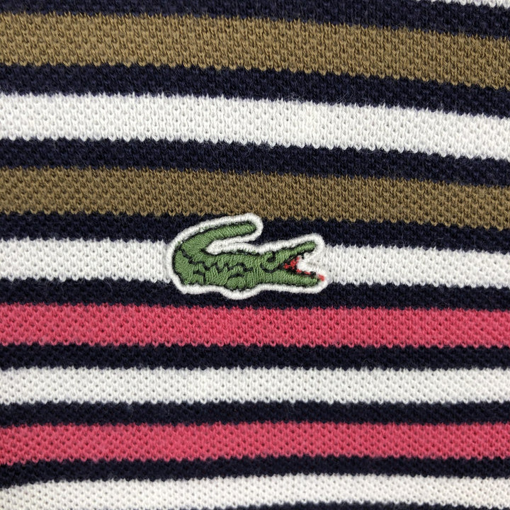 Lacoste Multi-stripe Short-Sleeve Polo Shirt, Size 6 (Men's XL equivalent) cotton navy blue type Vintage Second Hand