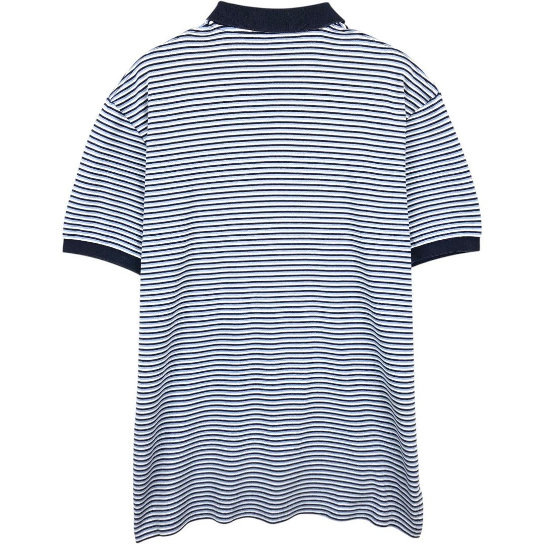 Ralph Lauren POLO by Ralph Lauren Multi-border short sleeve striped polo shirt Men's size L cotton navy blue type Vintage Second Hand