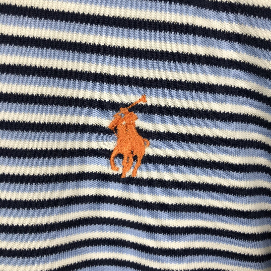 Ralph Lauren POLO by Ralph Lauren Multi-border short sleeve striped polo shirt Men's size L cotton navy blue type Vintage Second Hand