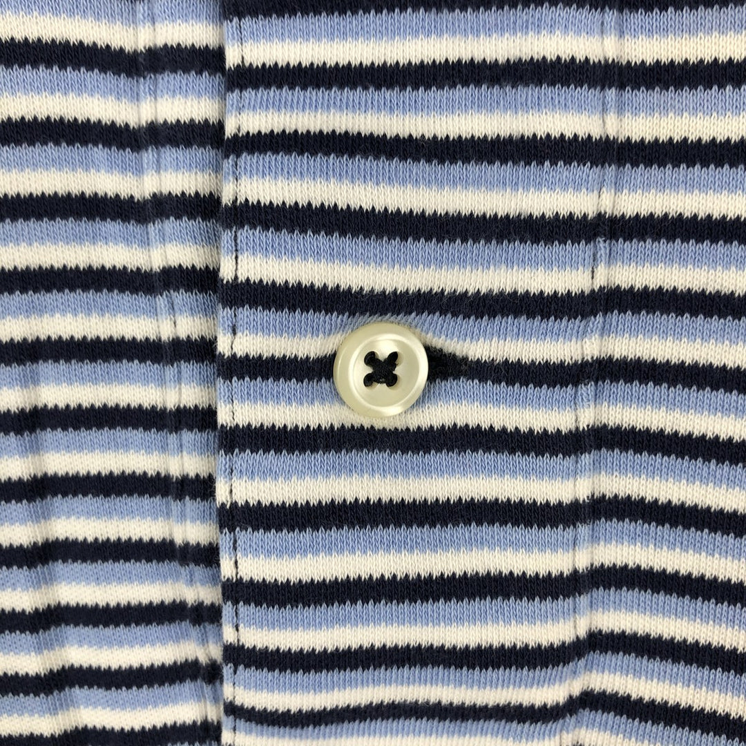 Ralph Lauren POLO by Ralph Lauren Multi-border short sleeve striped polo shirt Men's size L cotton navy blue type Vintage Second Hand