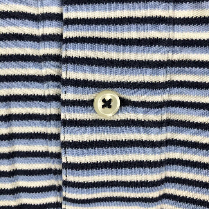 Ralph Lauren POLO by Ralph Lauren Multi-border short sleeve striped polo shirt Men's size L cotton navy blue type Vintage Second Hand