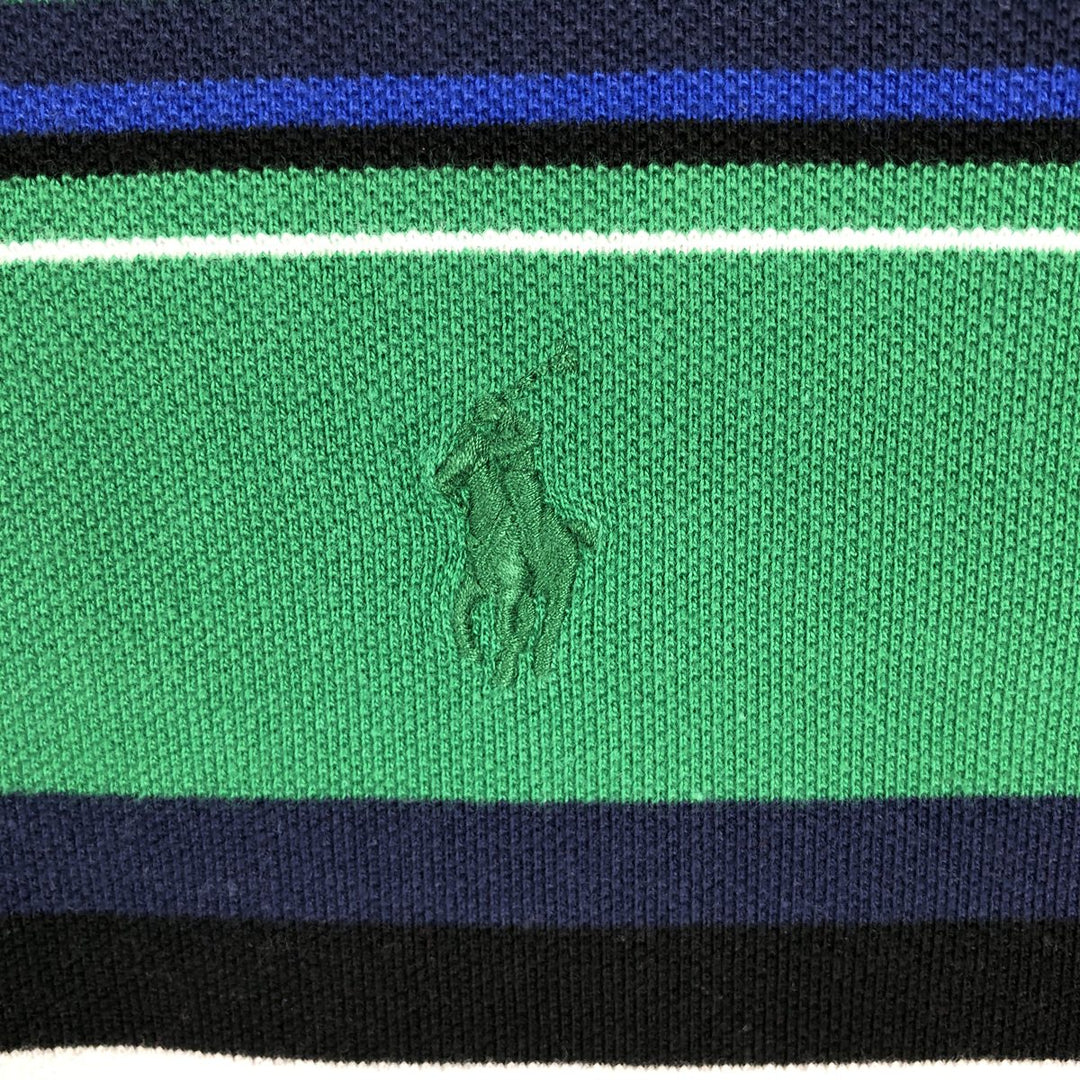 Ralph Lauren POLO by Ralph Lauren CUSTOM FIT Multi-stripe Short-Sleeve Polo Shirt, Men's XXL equivalent. cotton green type Vintage Second Hand