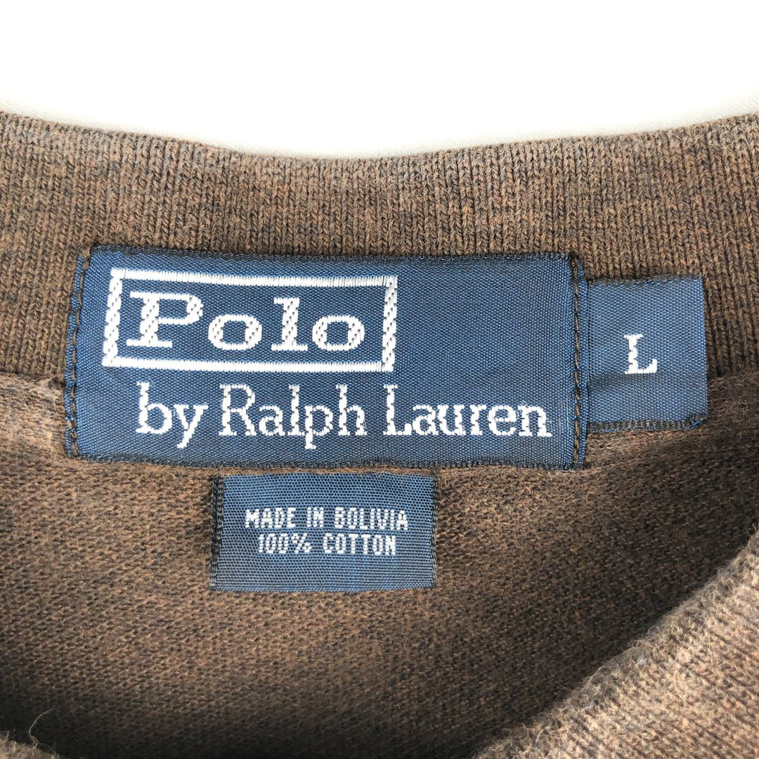 Ralph Lauren POLO by Ralph Lauren short sleeve polo shirt, men's size L cotton brown type Vintage Second Hand
