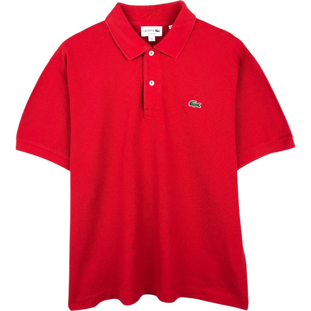 Lacoste Classic Fit short sleeve polo shirt, men's size L cotton red type Vintage Second Hand