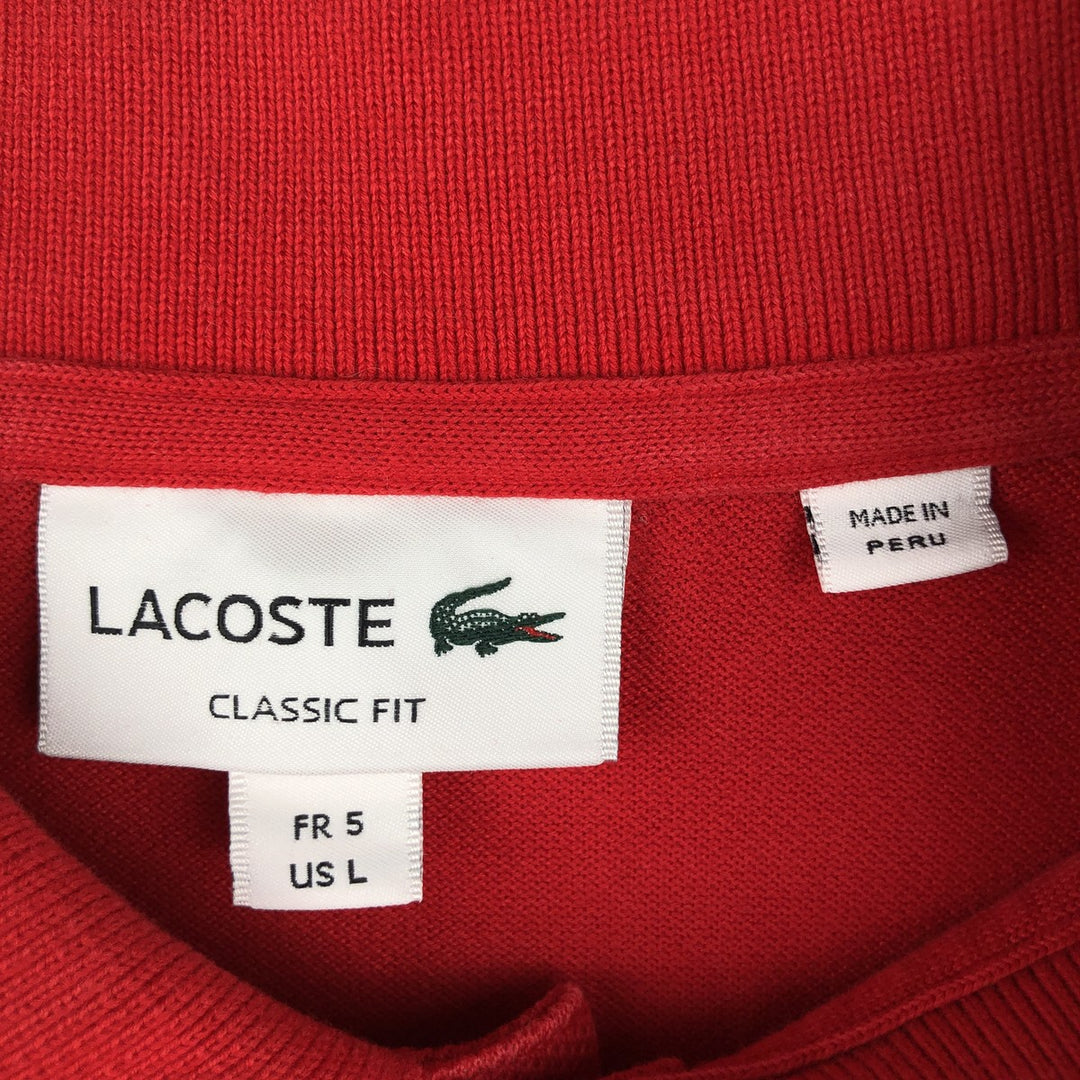 Lacoste Classic Fit short sleeve polo shirt, men's size L cotton red type Vintage Second Hand