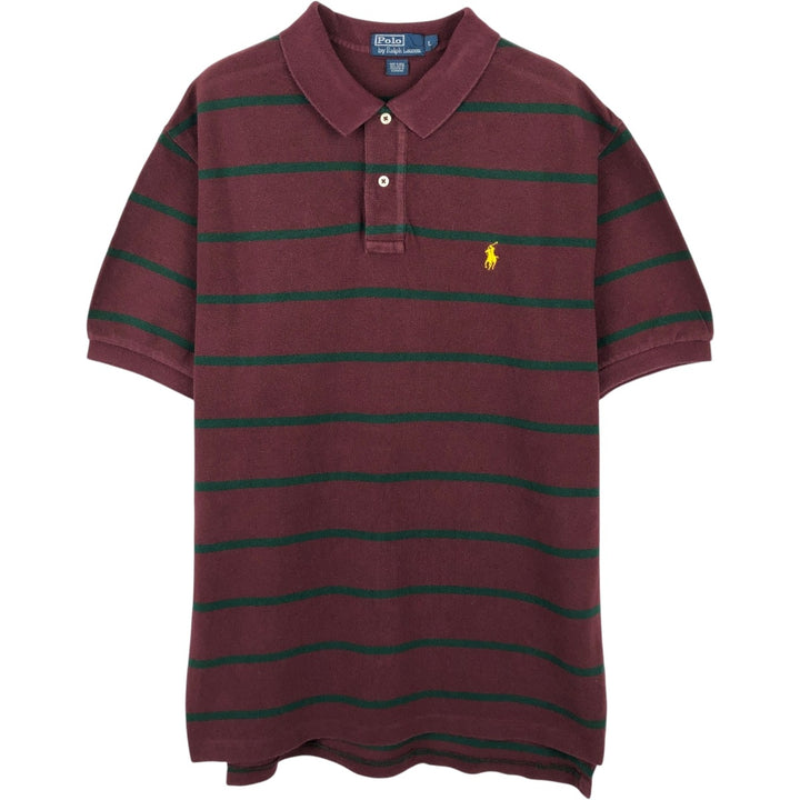 Ralph Lauren POLO by Ralph Lauren short sleeve striped polo shirt, men's size L cotton red type reddish brown Vintage Second Hand