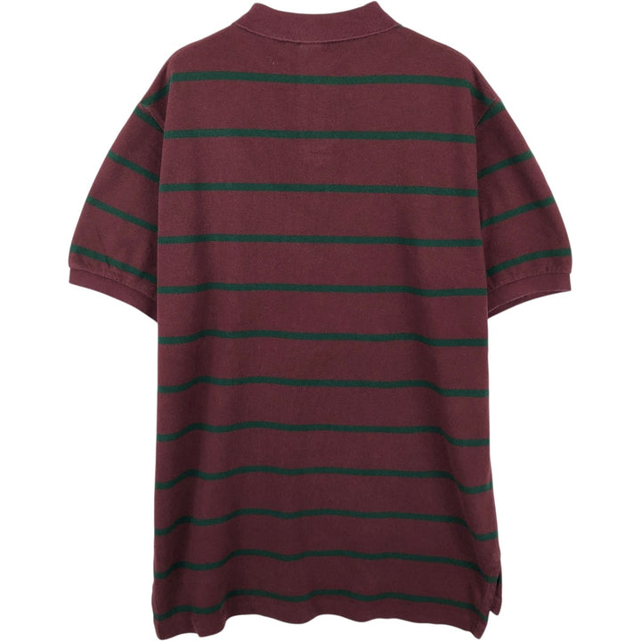 Ralph Lauren POLO by Ralph Lauren short sleeve striped polo shirt, men's size L cotton red type reddish brown Vintage Second Hand