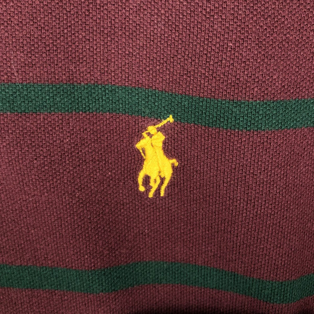 Ralph Lauren POLO by Ralph Lauren short sleeve striped polo shirt, men's size L cotton red type reddish brown Vintage Second Hand