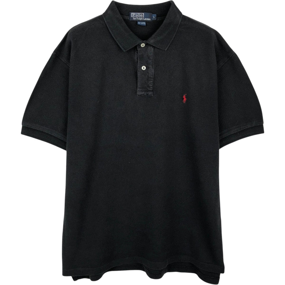 Ralph Lauren POLO by Ralph Lauren short sleeve polo shirt, men's size L cotton black type Vintage Second Hand