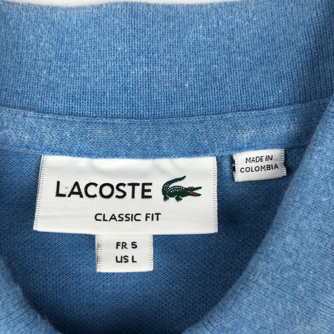 Lacoste Classic Fit short sleeve polo shirt, men's size L cotton Blue type light blue Vintage Second Hand