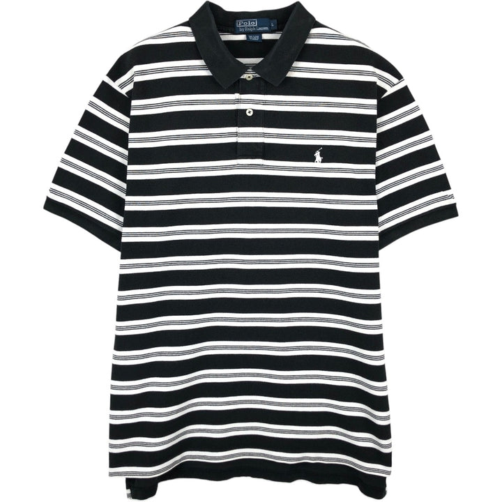 Ralph Lauren POLO by Ralph Lauren short sleeve striped polo shirt, men's size L cotton black type Vintage Second Hand