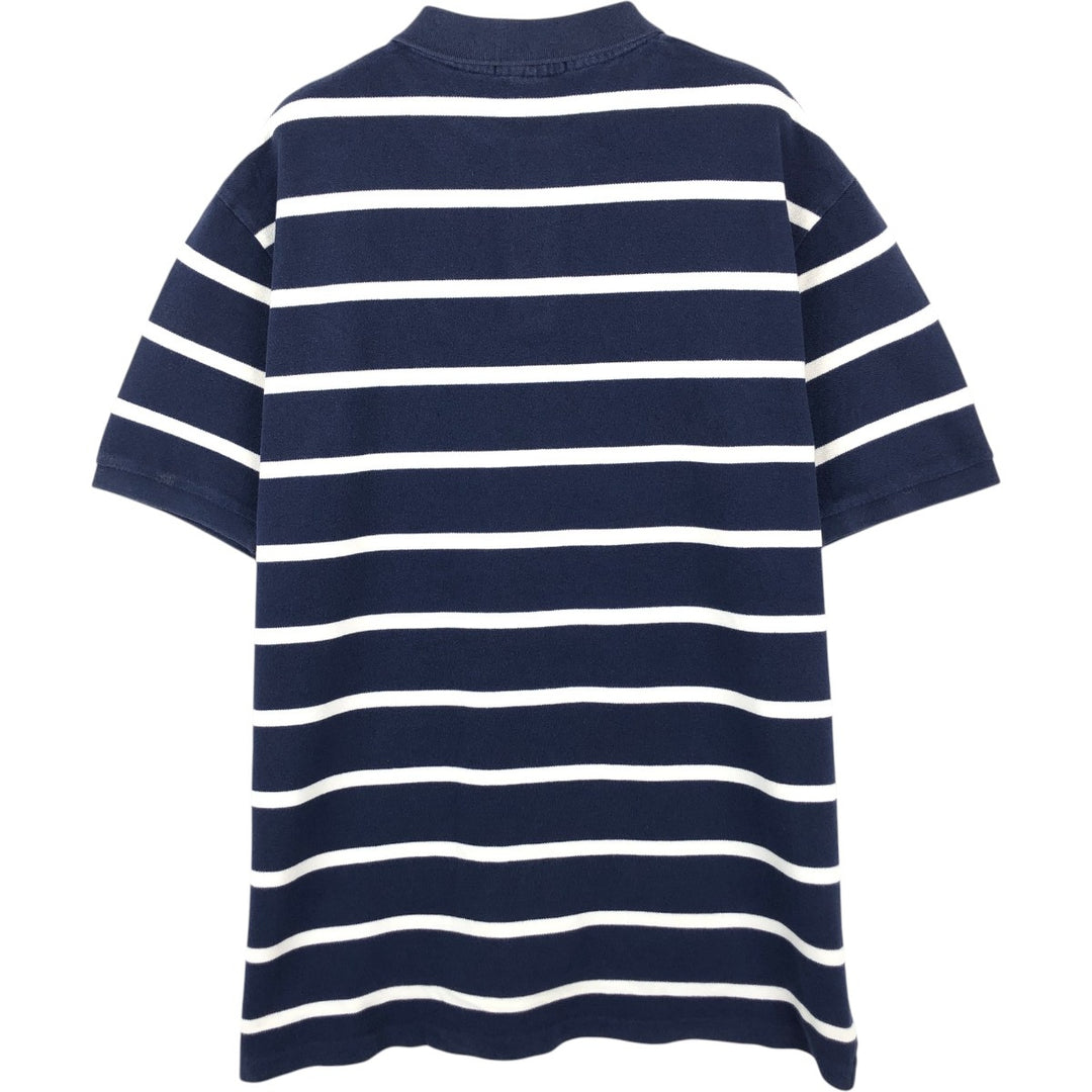Ralph Lauren POLO by Ralph Lauren short sleeve striped polo shirt, men's XL size cotton navy blue type Vintage Second Hand