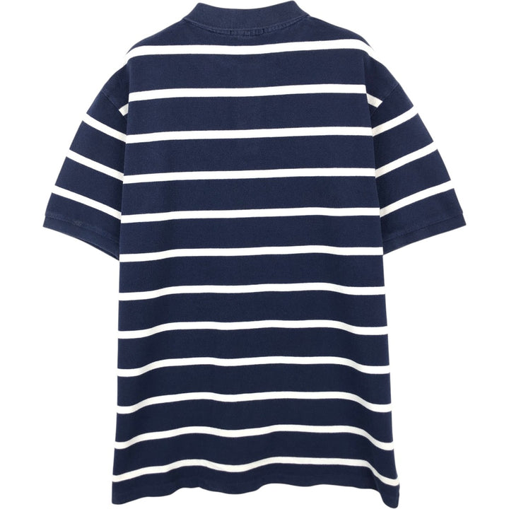 Ralph Lauren POLO by Ralph Lauren short sleeve striped polo shirt, men's XL size cotton navy blue type Vintage Second Hand