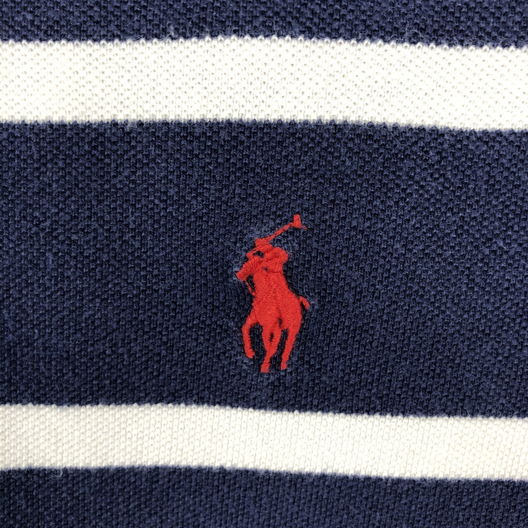 Ralph Lauren POLO by Ralph Lauren short sleeve striped polo shirt, men's XL size cotton navy blue type Vintage Second Hand