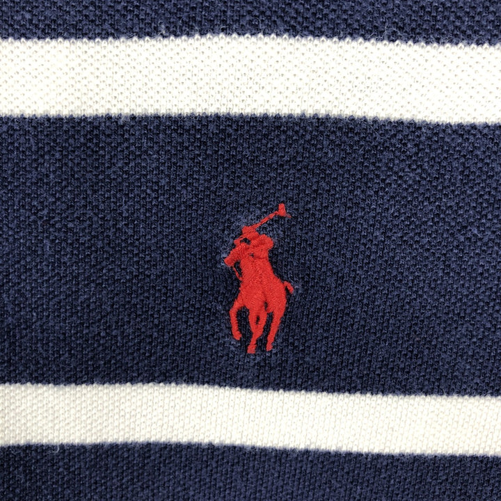 Ralph Lauren POLO by Ralph Lauren short sleeve striped polo shirt, men's XL size cotton navy blue type Vintage Second Hand