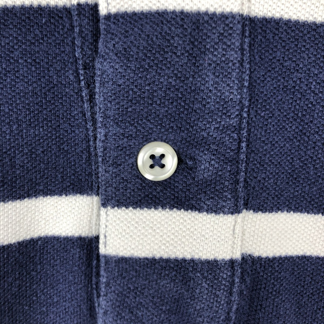 Ralph Lauren POLO by Ralph Lauren short sleeve striped polo shirt, men's XL size cotton navy blue type Vintage Second Hand