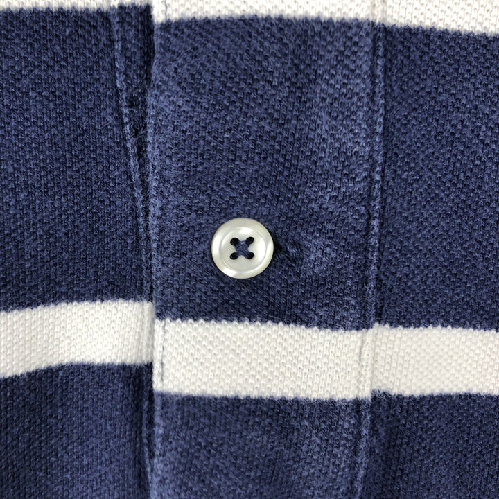 Ralph Lauren POLO by Ralph Lauren short sleeve striped polo shirt, men's XL size cotton navy blue type Vintage Second Hand