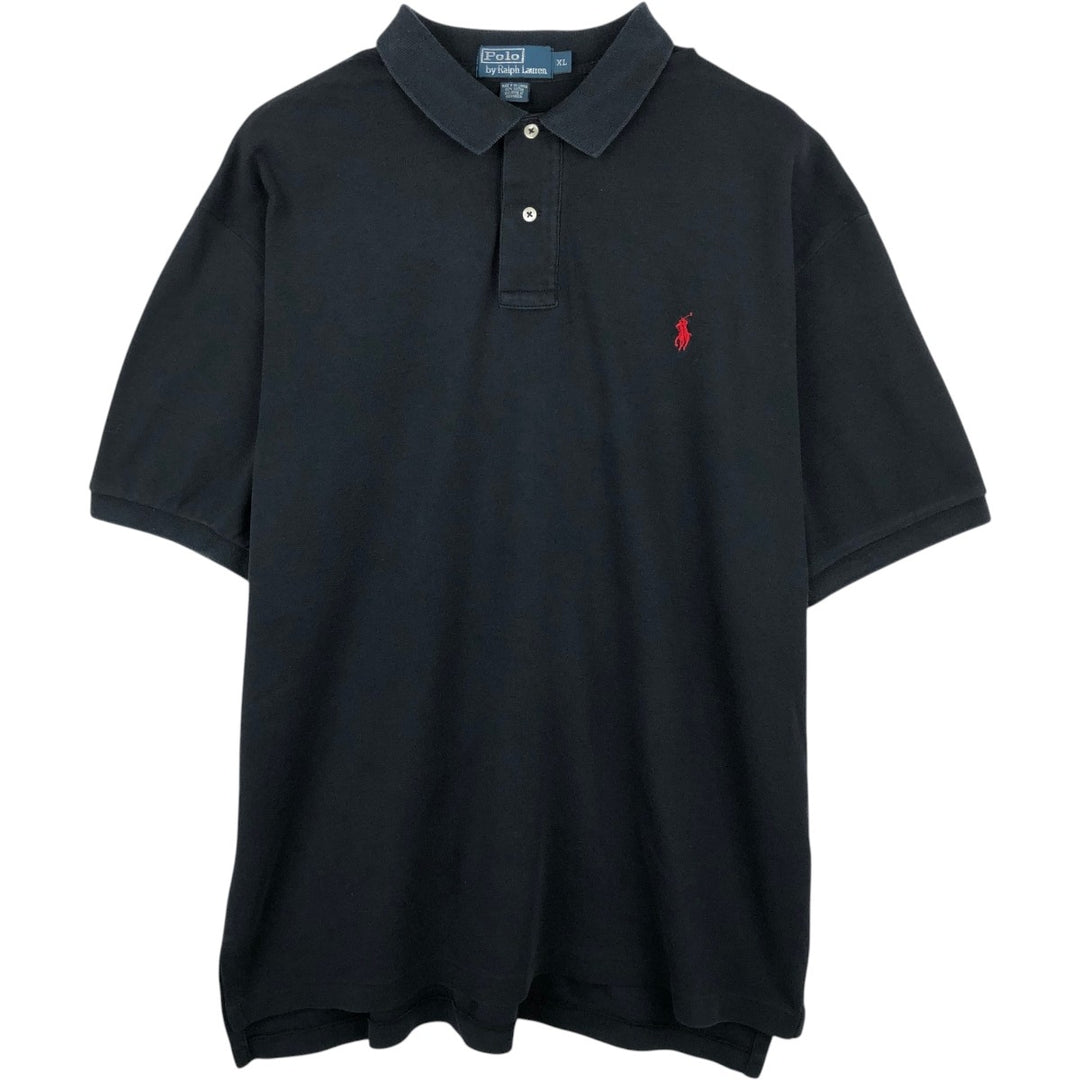 Ralph Lauren POLO by Ralph Lauren short sleeve polo shirt, men's XL size cotton black type Vintage Second Hand