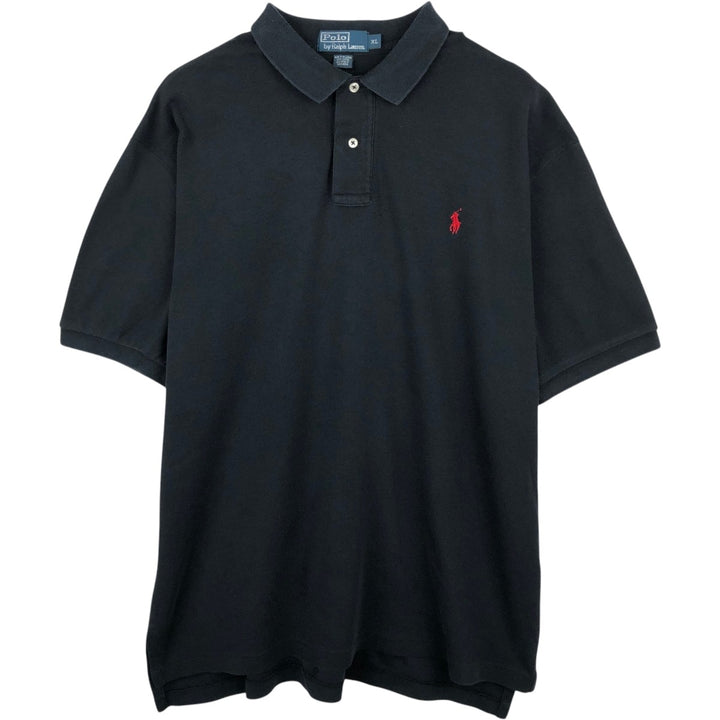 Ralph Lauren POLO by Ralph Lauren short sleeve polo shirt, men's XL size cotton black type Vintage Second Hand
